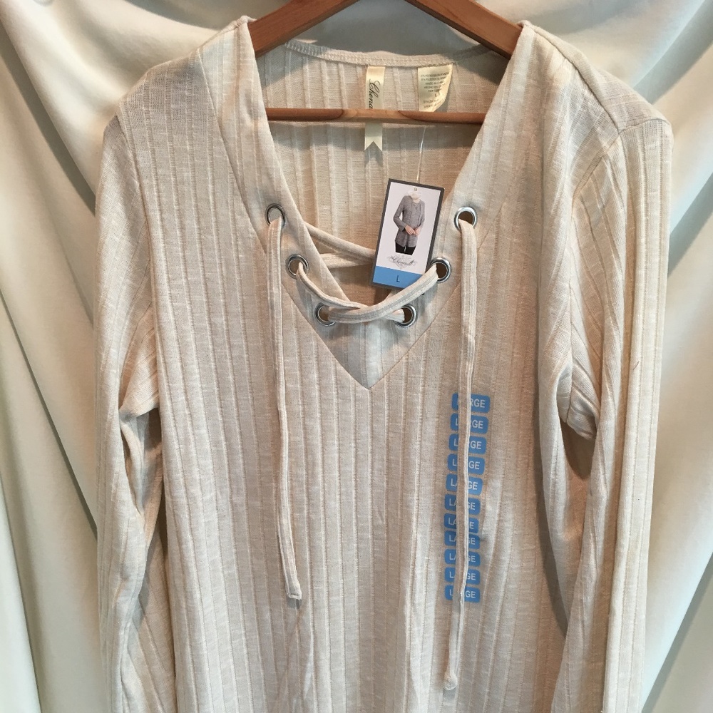 Trendy lace up front Chenault Pullover Sweater
